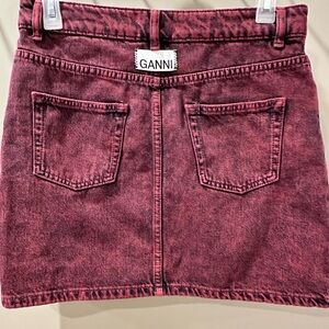 NWT Ganni Acid Wash Denim Skirt Purple / Burgundy 36